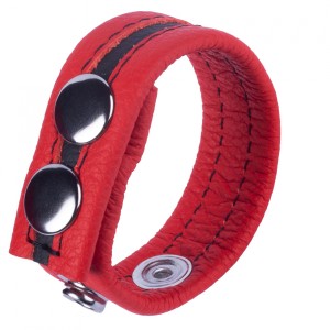 Striped Leather Cock Strap White