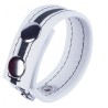 Striped Leather Cock Strap White