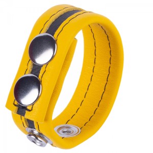 Striped Leather Cock Strap White